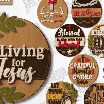 Intra απο ξύλο plywood 3mm-4mm πάχος Δέσμη κοπής με λέιζερ Christian Round Signs Δίασταση 30x20 cm INTRAFABR-120961874 - Image 1