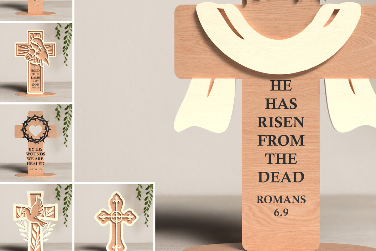 Intra απο ξύλο plywood 3mm-4mm πάχος Christian Standing Cross Cut  Δίασταση 30x20 cm INTRAFABR-119944711