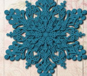 Intra απο ξύλο plywood 3mm-4mm πάχος Χριστουγεννιάτικη 3D Layered Snowflake 1068 Δίασταση 15x15 cm INTRAFABR-106687644 - Image 3