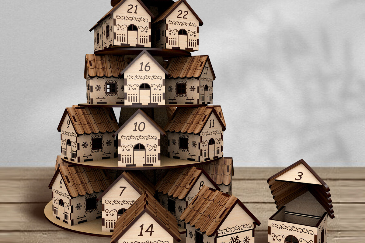 Intra απο ξύλο plywood 3mm-4mm πάχος Ημερολόγιο Χριστουγέννων Δίασταση 15x15 cm INTRAFABR-108160734