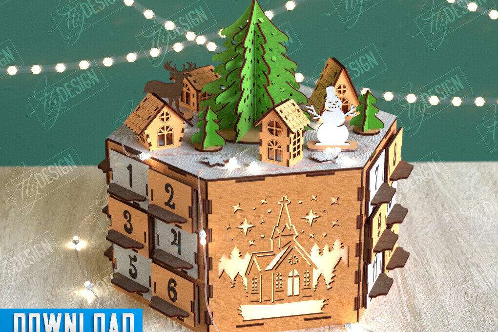 Intra απο ξύλο plywood 3mm-4mm πάχος Ημερολόγιο Χριστουγέννων |DIY| Διακοπές Δίασταση 15x15 cm INTRAFABR-105663013