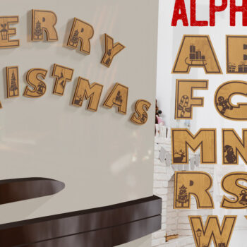 Intra απο ξύλο plywood 3mm-4mm πάχος Χριστουγεννιάτικη δέσμη αλφαβήτου Δίασταση 15x15 cm INTRAFABR-81241021 - Image 1