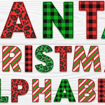Intra απο ξύλο plywood 3mm-4mm πάχος Χριστουγεννιάτικο Alphabet Doodle Clipart Santa Δίασταση 20x30 cm INTRAFABR-81042149 - Image 1