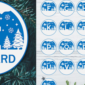 Intra απο ξύλο plywood 3mm-4mm πάχος Χριστουγεννιάτικο αλφάβητο Στρογγυλό στολίδι Δίασταση 20x30 cm INTRAFABR-80921203 - Image 1