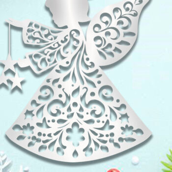 Intra απο ξύλο plywood 3mm-4mm πάχος Χριστουγεννιάτικο άγγελο λέιζερ και κοπή χαρτιού Δίασταση 30x20 cm INTRAFABR-108950364 - Image 1