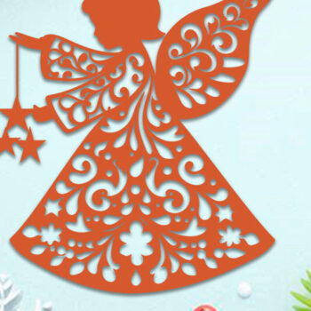 Intra απο ξύλο plywood 3mm-4mm πάχος Χριστουγεννιάτικο άγγελο λέιζερ και κοπή χαρτιού Δίασταση 30x20 cm INTRAFABR-108950364 - Image 2