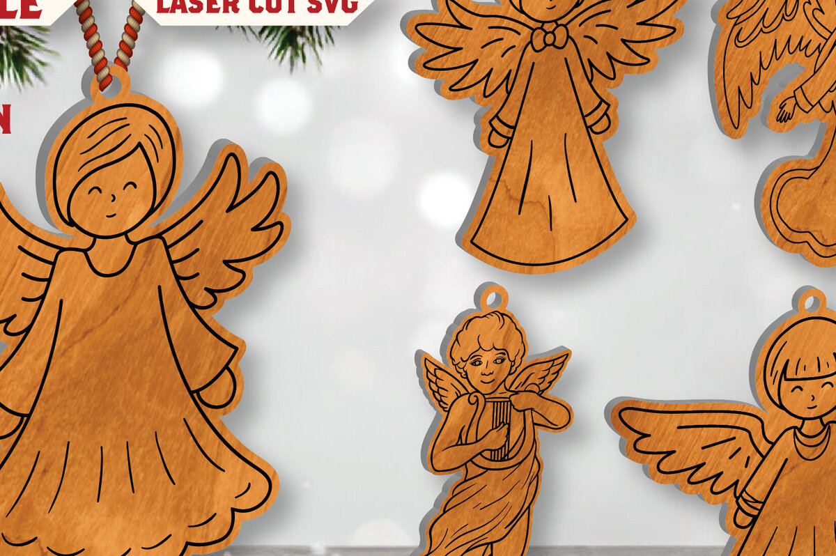 Intra απο ξύλο plywood 3mm-4mm πάχος Cut Christmas Angel Δίασταση 15x15 cm INTRAFABR-109819873