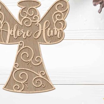 Intra απο ξύλο plywood 3mm-4mm πάχος Χριστουγεννιάτικο στολίδι αγγέλου, Δίασταση 8x8 cm INTRAFABR-104852747 - Image 3