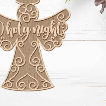 Intra απο ξύλο plywood 3mm-4mm πάχος Χριστουγεννιάτικο στολίδι αγγέλου, Δίασταση 8x8 cm INTRAFABR-104852747 - Image 4