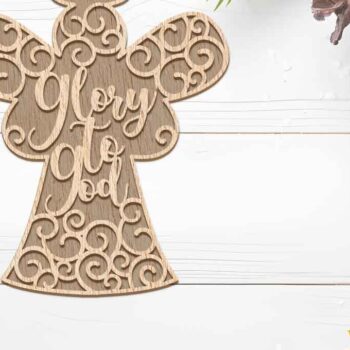 Intra απο ξύλο plywood 3mm-4mm πάχος Χριστουγεννιάτικο στολίδι αγγέλου, Δίασταση 8x8 cm INTRAFABR-104852747 - Image 5