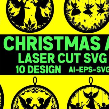 Intra απο ξύλο plywood 3mm-4mm πάχος Cut με λέιζερ Christmas Angels 6 Δίασταση 15x15 cm INTRAFABR-109747462 - Image 1