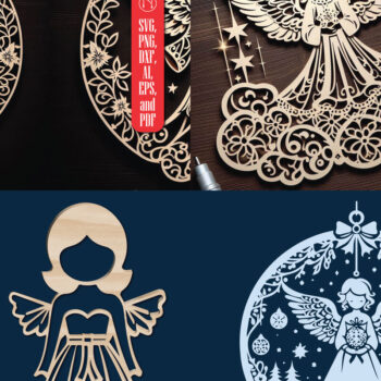 Intra απο ξύλο plywood 3mm-4mm πάχος Cut Christmas Angels Δίασταση 4x4 cm INTRAFABR-85956807 - Image 1