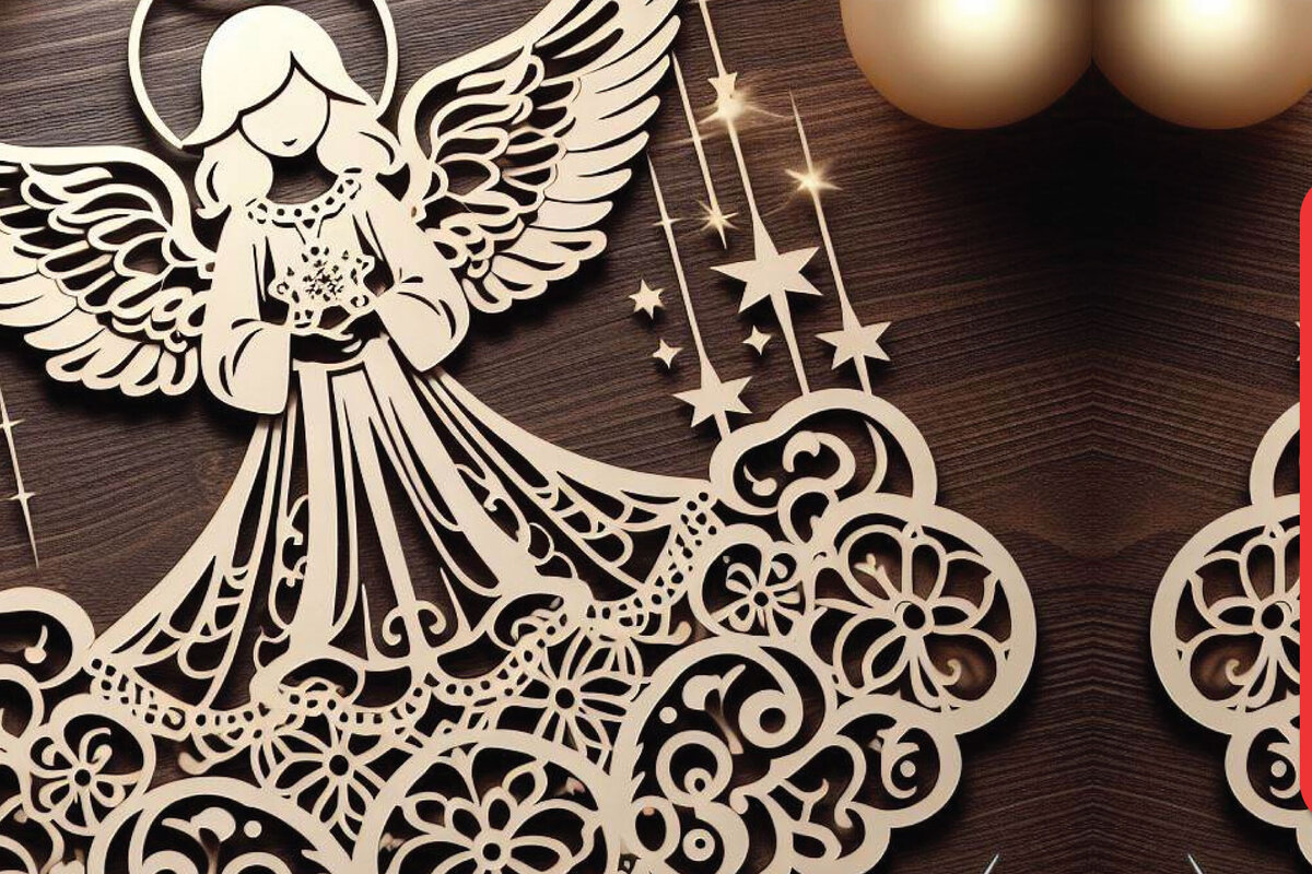 Intra απο ξύλο plywood 3mm-4mm πάχος Cut Christmas Angels Δίασταση 4x4 cm INTRAFABR-85956807 - Image 5