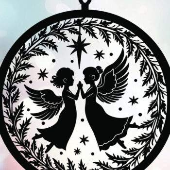 Intra απο ξύλο plywood 3mm-4mm πάχος Christmas Angels Σχέδιο Δίασταση 15x15 cm INTRAFABR-110018454 - Image 1