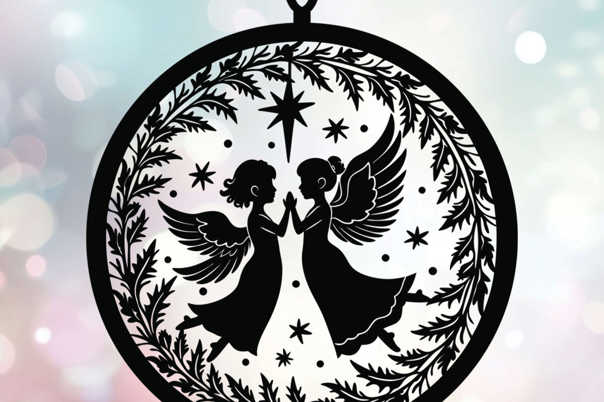 Intra απο ξύλο plywood 3mm-4mm πάχος Christmas Angels Σχέδιο Δίασταση 15x15 cm INTRAFABR-110018454 - Image 1
