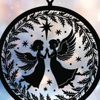 Intra απο ξύλο plywood 3mm-4mm πάχος Christmas Angels Σχέδιο Δίασταση 15x15 cm INTRAFABR-110018454 - Image 2