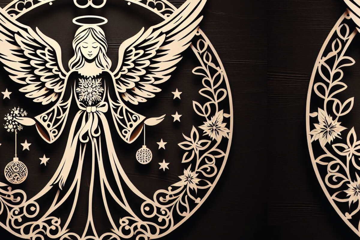 Intra απο ξύλο plywood 3mm-4mm πάχος Christmas Angels Δίασταση 4x4 cm INTRAFABR-85917680 - Image 1