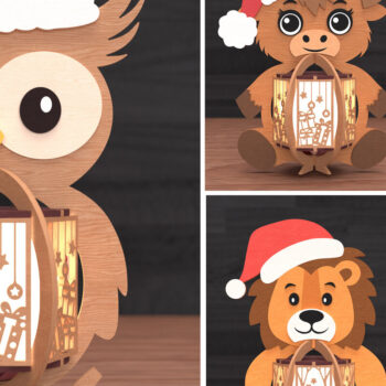 Intra απο ξύλο plywood 3mm-4mm πάχος Χριστουγεννιάτικο Ζώο Φανάρι Δίασταση 30x20 cm INTRAFABR-109337725 - Image 1