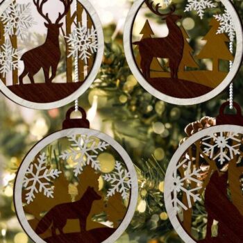 Intra απο ξύλο plywood 3mm-4mm πάχος ΧΡΙΣΤΟΥΓΕΝΝΙΑΤΙΚΟ ΣΤΟΛΙΔΙ ΖΩΩΝ, Διακόσμηση Δίασταση 4x4 cm INTRAFABR-85643454 - Image 1