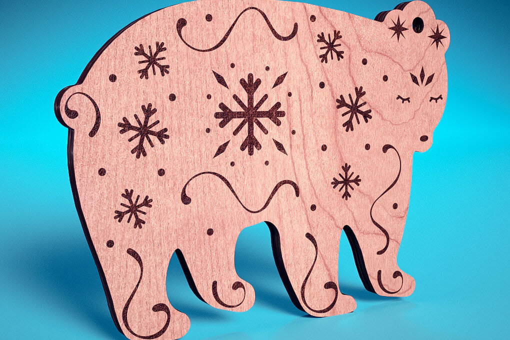 Intra απο ξύλο plywood 3mm-4mm πάχος Χριστουγεννιάτικα στολίδια ζώων με Δίασταση 8x8 cm INTRAFABR-71709905