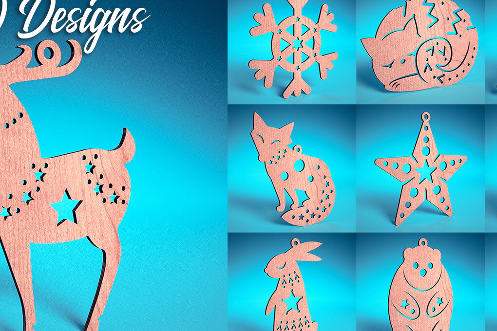 Intra απο ξύλο plywood 3mm-4mm πάχος Χριστουγεννιάτικα στολίδια ζώων με V.2 Δίασταση 8x8 cm INTRAFABR-72173321