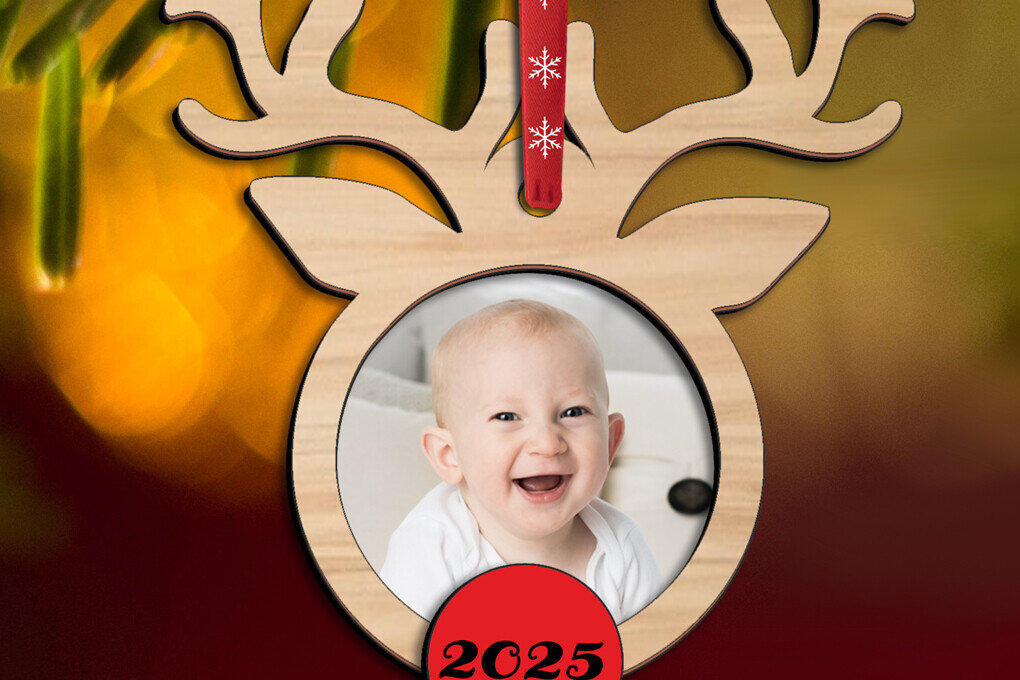 Intra απο ξύλο plywood 3mm-4mm πάχος Χριστουγεννιάτικη κορνίζα φωτογραφιών στολίδι ελάφια Δίασταση 20x30 cm INTRAFABR-108788276