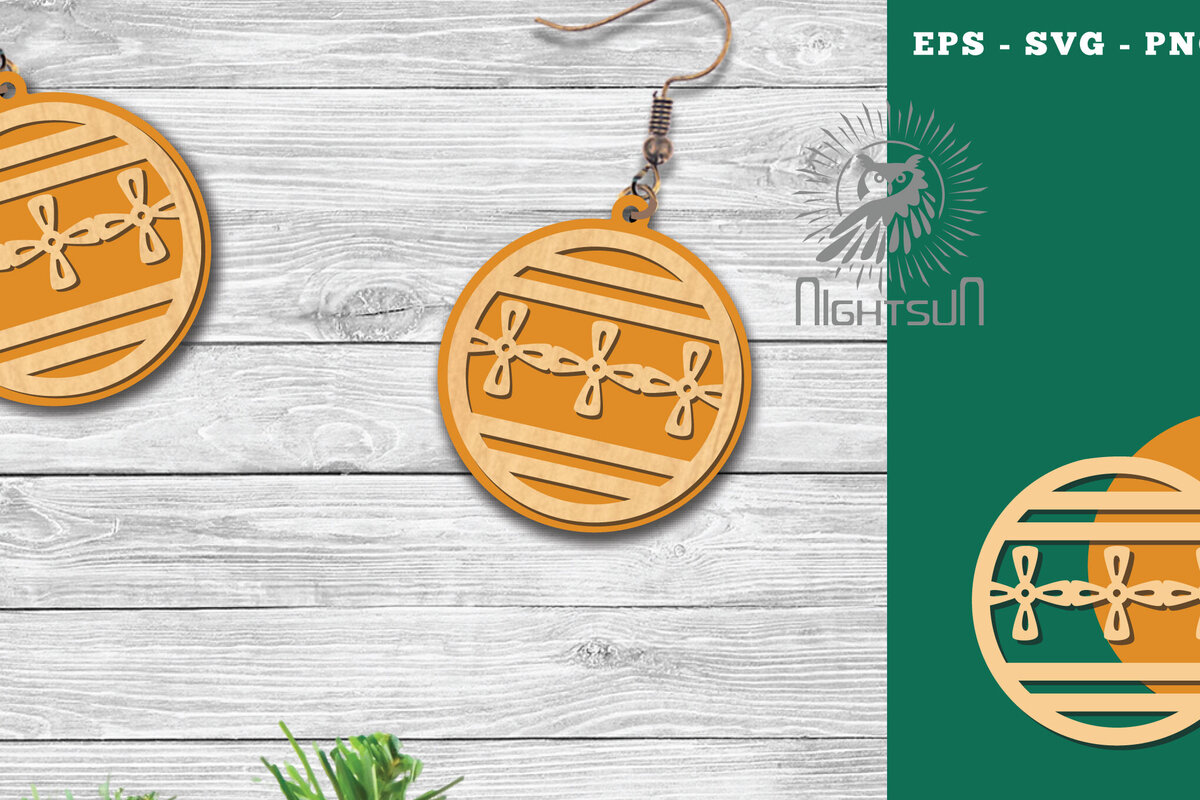 Intra απο ξύλο plywood 3mm-4mm πάχος Χριστουγεννιάτικα σκουλαρίκια κομμένα με λέιζερ με μπάλα Δίασταση 3x3 cm INTRAFABR-112553023