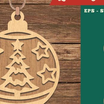 Intra απο ξύλο plywood 3mm-4mm πάχος Στολίδι με λέιζερ χριστουγεννιάτικη μπάλα 2 Δίασταση 8x8 cm INTRAFABR-109982378 - Image 1