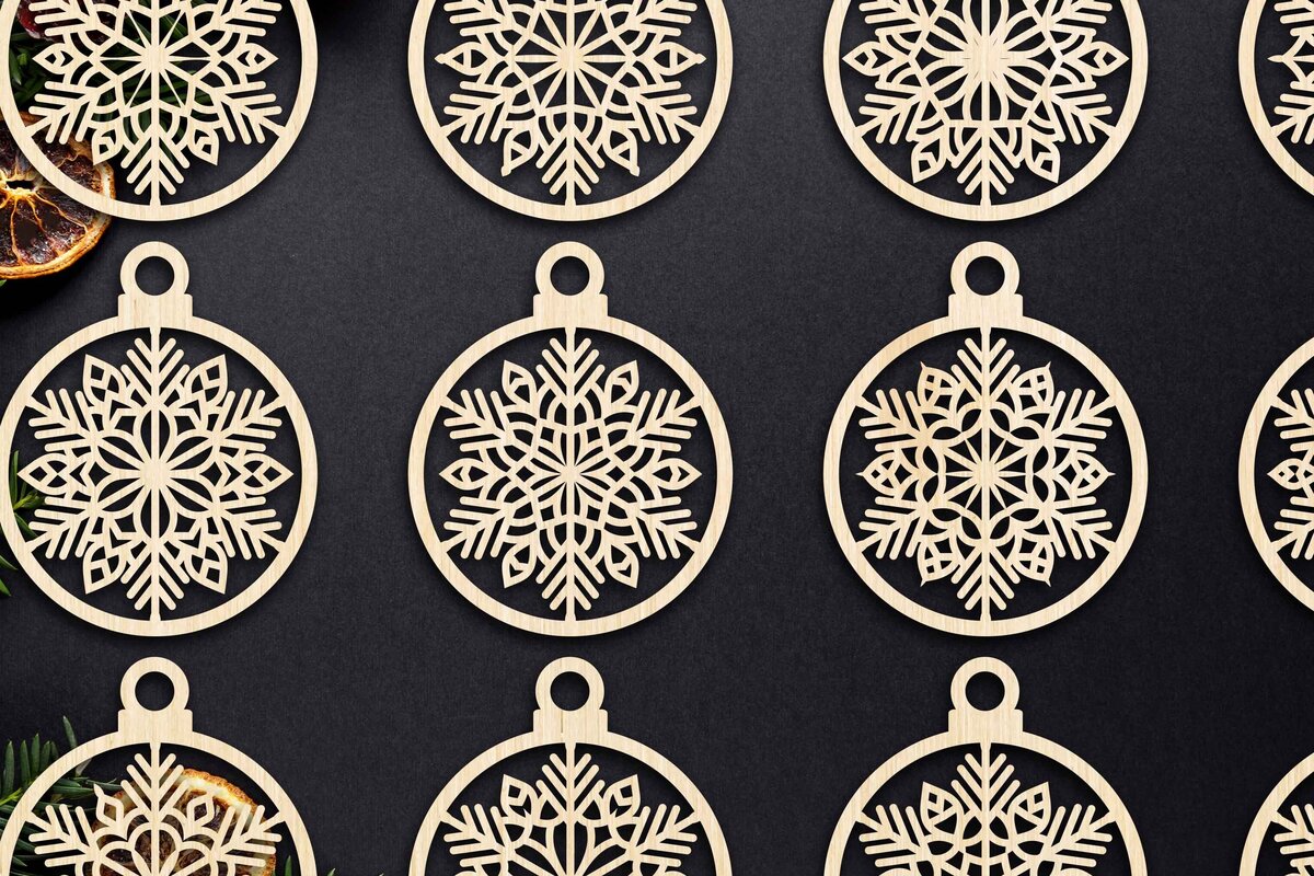 Intra απο ξύλο plywood 3mm-4mm πάχος Cut  Christmas Ball 03 Δίασταση 8x8 cm INTRAFABR-79428138 - Image 1