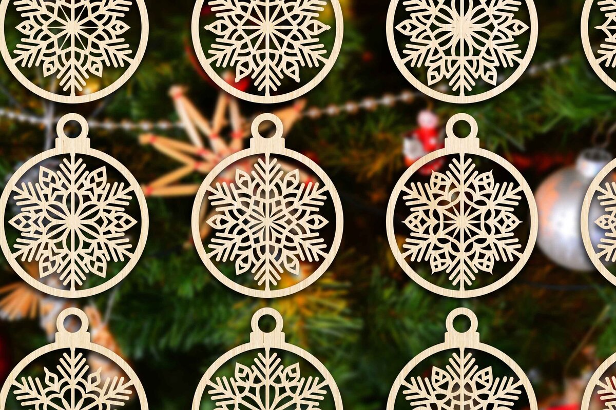 Intra απο ξύλο plywood 3mm-4mm πάχος Cut  Christmas Ball 03 Δίασταση 8x8 cm INTRAFABR-79428138 - Image 3
