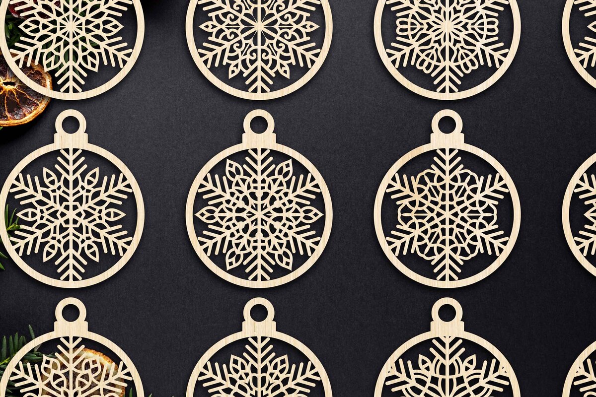Intra απο ξύλο plywood 3mm-4mm πάχος Cut  Christmas Ball 09 Δίασταση 8x8 cm INTRAFABR-79429198 - Image 2