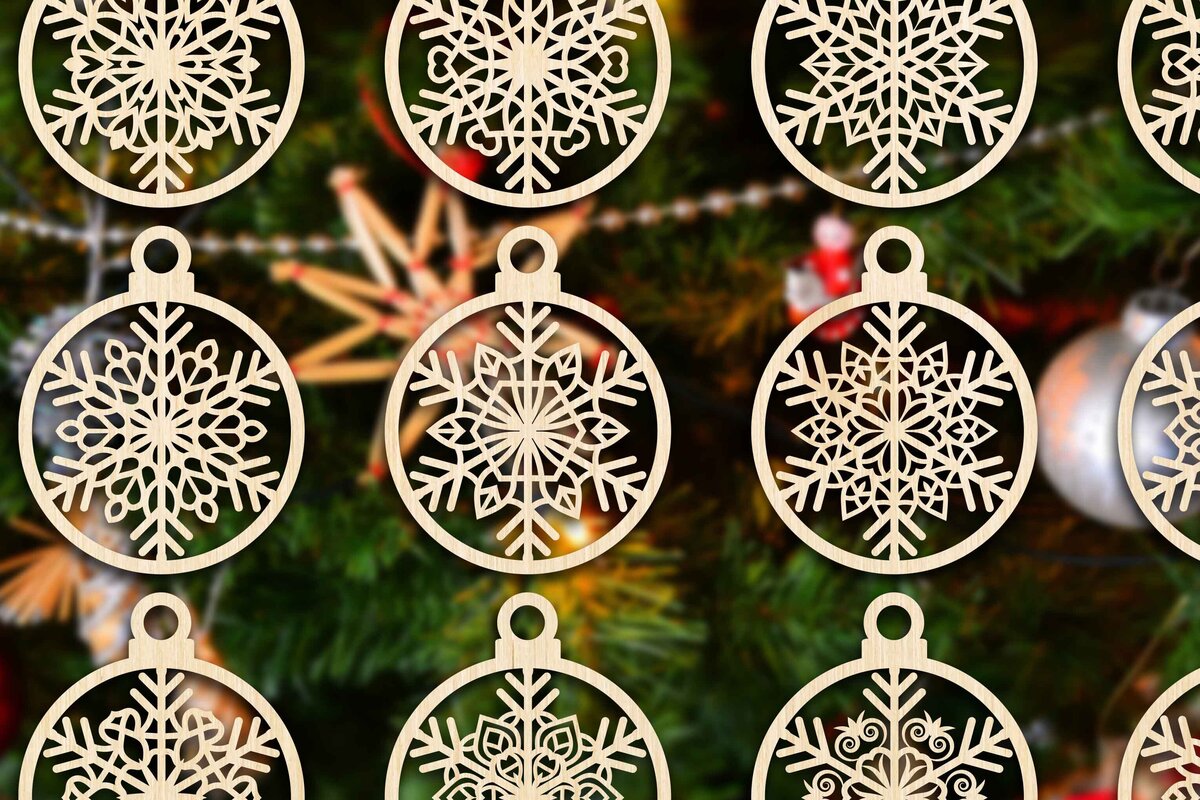 Intra απο ξύλο plywood 3mm-4mm πάχος Cut  Christmas Ball 18 Δίασταση 8x8 cm INTRAFABR-79430648 - Image 1
