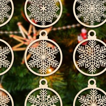 Intra απο ξύλο plywood 3mm-4mm πάχος Cut  Christmas Ball 25 Δίασταση 8x8 cm INTRAFABR-79437745 - Image 2