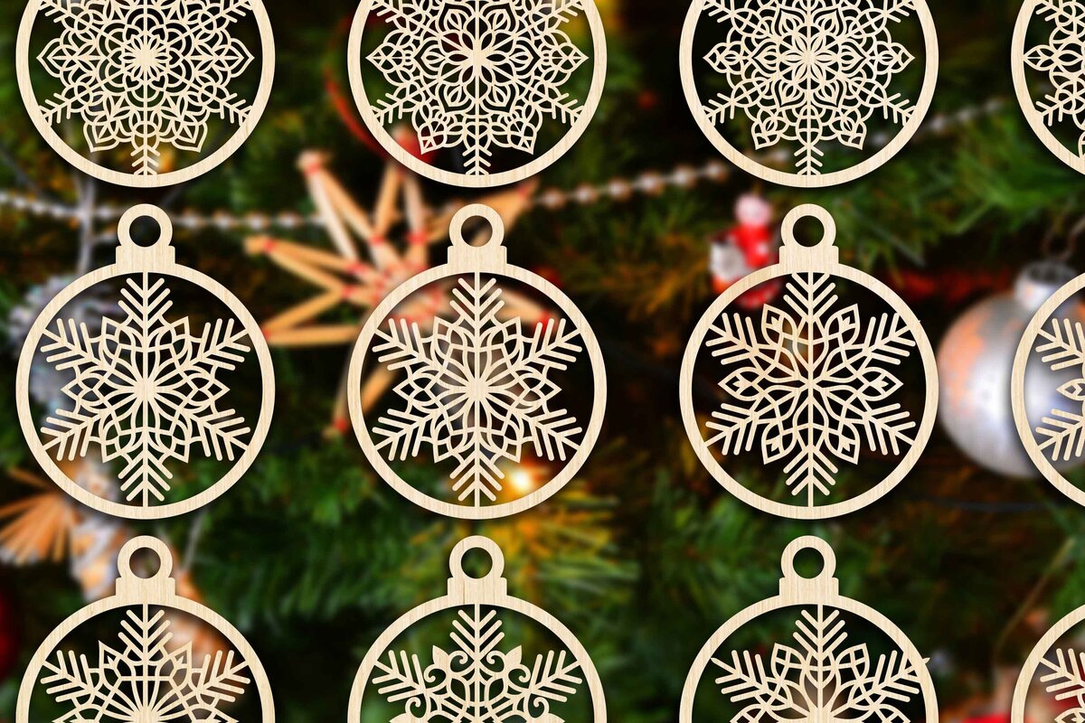 Intra απο ξύλο plywood 3mm-4mm πάχος Cut Christmas Ball 25 Δίασταση 8x8 cm INTRAFABR-79437745 - Image 2