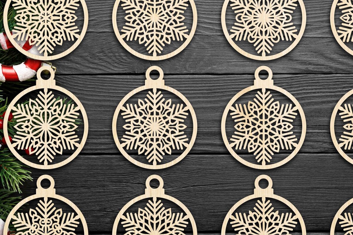 Intra απο ξύλο plywood 3mm-4mm πάχος Cut  Christmas Ball 27 Δίασταση 8x8 cm INTRAFABR-79437720 - Image 3