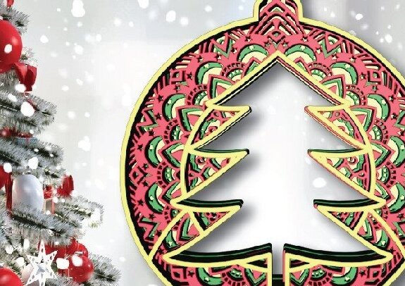 Intra απο ξύλο plywood 3mm-4mm πάχος Χριστουγεννιάτικο Δέντρο Μπάλας, Μάνταλα, Δίασταση 30x20 cm INTRAFABR-32168879