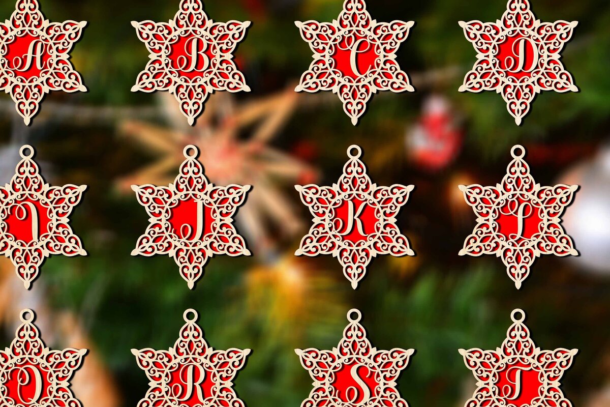 Intra απο ξύλο plywood 3mm-4mm πάχος Χριστουγεννιάτικες μπάλες διακοσμήσεις Alphabe Δίασταση 4x4 cm INTRAFABR-78494161