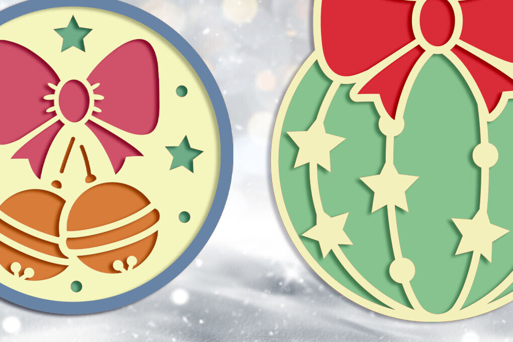 Intra απο ξύλο plywood 3mm-4mm πάχος Χριστουγεννιάτικες μπάλες , 3D Layered Decor Δίασταση 15x15 cm INTRAFABR-112155560