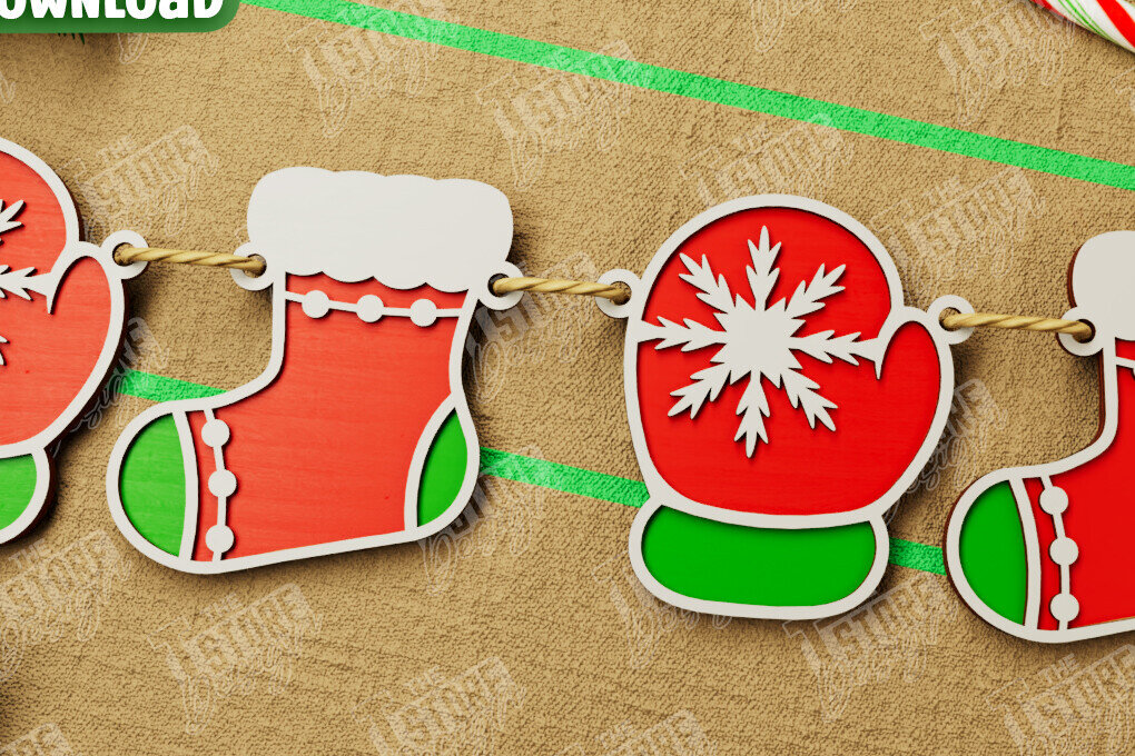 Intra απο ξύλο plywood 3mm-4mm πάχος Χριστουγεννιάτικο Banner | Χριστουγεννιάτικη γιρλάντα Δίασταση 15x15 cm INTRAFABR-108903992