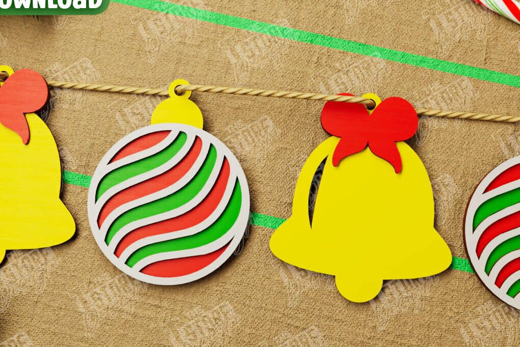 Intra απο ξύλο plywood 3mm-4mm πάχος Χριστουγεννιάτικο Banner | Χριστουγεννιάτικη γιρλάντα Δίασταση 15x15 cm INTRAFABR-108903997