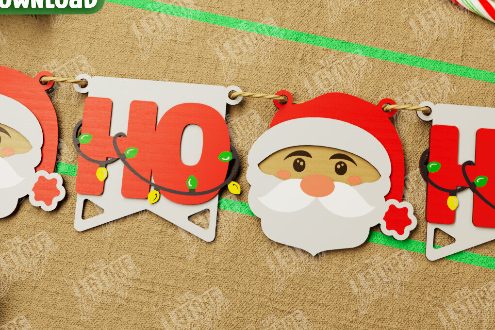 Intra απο ξύλο plywood 3mm-4mm πάχος Χριστουγεννιάτικο Banner | Χριστουγεννιάτικη γιρλάντα Δίασταση 15x15 cm INTRAFABR-108904019 - Image 1
