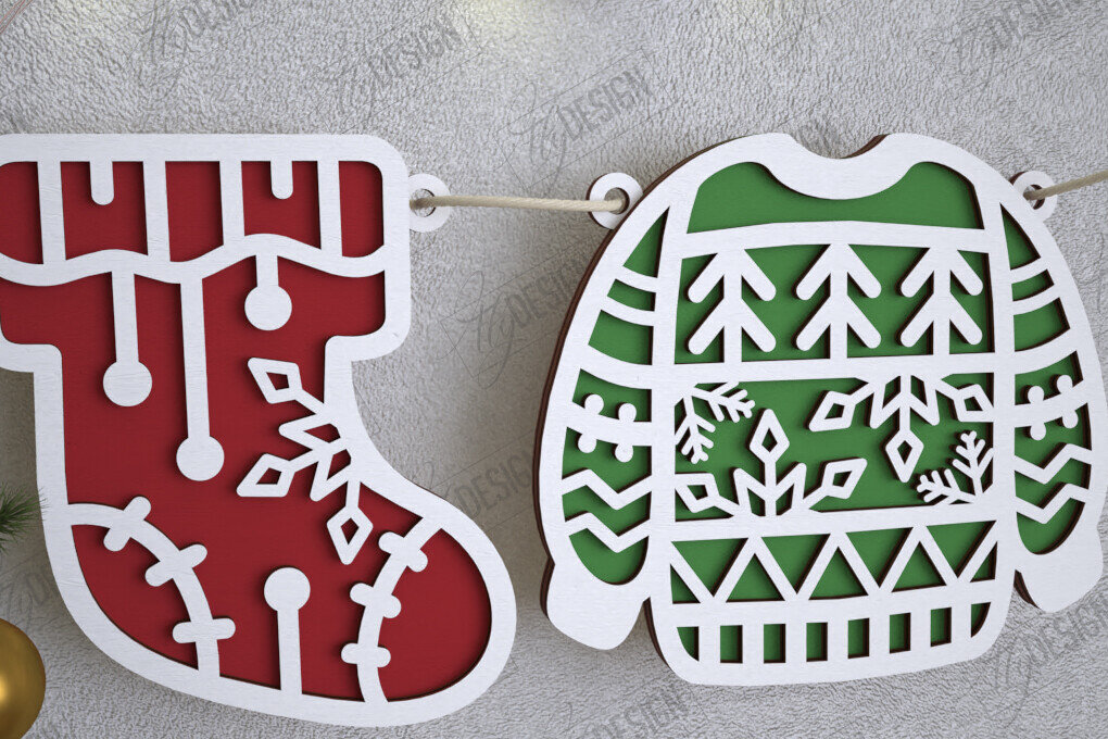 Intra απο ξύλο plywood 3mm-4mm πάχος Χριστουγεννιάτικο Banner | Γιρλάντα διακοπών | CNC Δίασταση 15x15 cm INTRAFABR-109751441