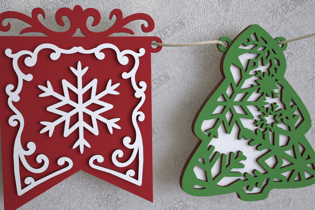 Intra απο ξύλο plywood 3mm-4mm πάχος Χριστουγεννιάτικο Banner | Γιρλάντα διακοπών | CNC Δίασταση 15x15 cm INTRAFABR-109751398