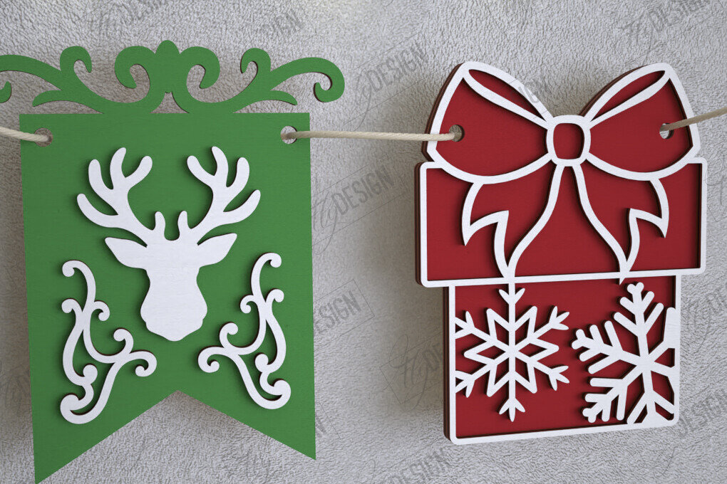 Intra απο ξύλο plywood 3mm-4mm πάχος Χριστουγεννιάτικο Banner | Γιρλάντα διακοπών | CNC Δίασταση 15x15 cm INTRAFABR-109751416