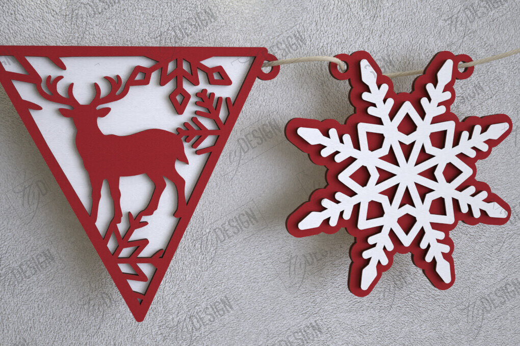 Intra απο ξύλο plywood 3mm-4mm πάχος Χριστουγεννιάτικο Banner | Γιρλάντα διακοπών | CNC Δίασταση 15x15 cm INTRAFABR-109751373