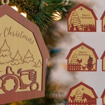 Intra απο ξύλο plywood 3mm-4mm πάχος Χριστουγεννιάτικο στολίδι αχυρώνα Δέσμη κοπής με λέιζερ Δίασταση 8x8 cm INTRAFABR-80307823 - Image 1