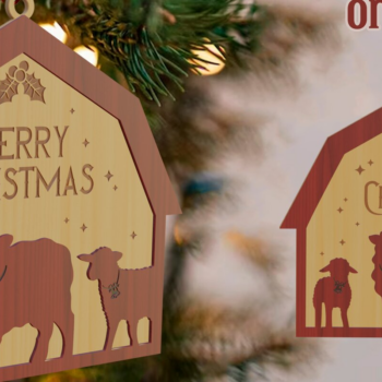 Intra απο ξύλο plywood 3mm-4mm πάχος Χριστουγεννιάτικο στολίδι αχυρώνα με λέιζερ Δίασταση 8x8 cm INTRAFABR-79692895 - Image 1