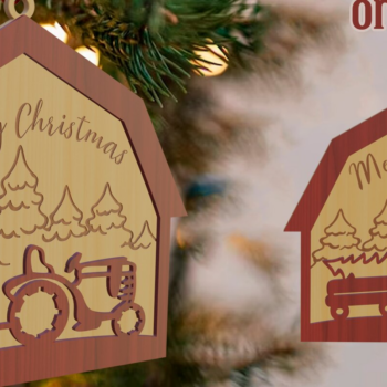 Intra απο ξύλο plywood 3mm-4mm πάχος Χριστουγεννιάτικο στολίδι αχυρώνα με λέιζερ Δίασταση 8x8 cm INTRAFABR-79692925 - Image 1