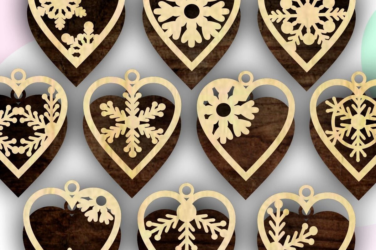 Intra απο ξύλο plywood 3mm-4mm πάχος Χριστουγεννιάτικα Μπιχλιμπίδια Glowforge Δίασταση 8x8 cm INTRAFABR-33680178