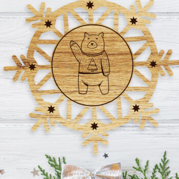 Intra απο ξύλο plywood 3mm-4mm πάχος Χριστουγεννιάτικο διακοσμητικό αρκουδάκι Δίασταση 4x4 cm INTRAFABR-108814030 - Image 3